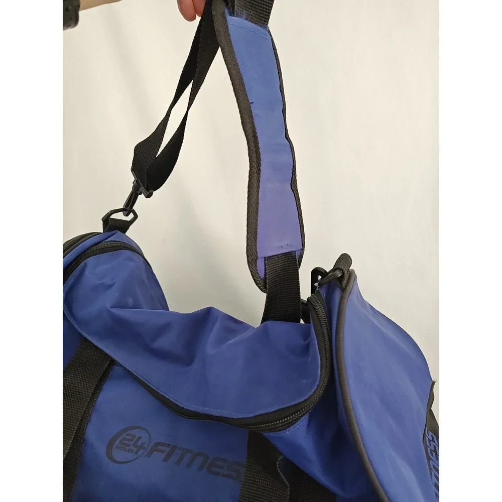 24 Hour Fitness‎ Gym Bag Sports Duffle Travel Blue Vintage Canvas With Strap